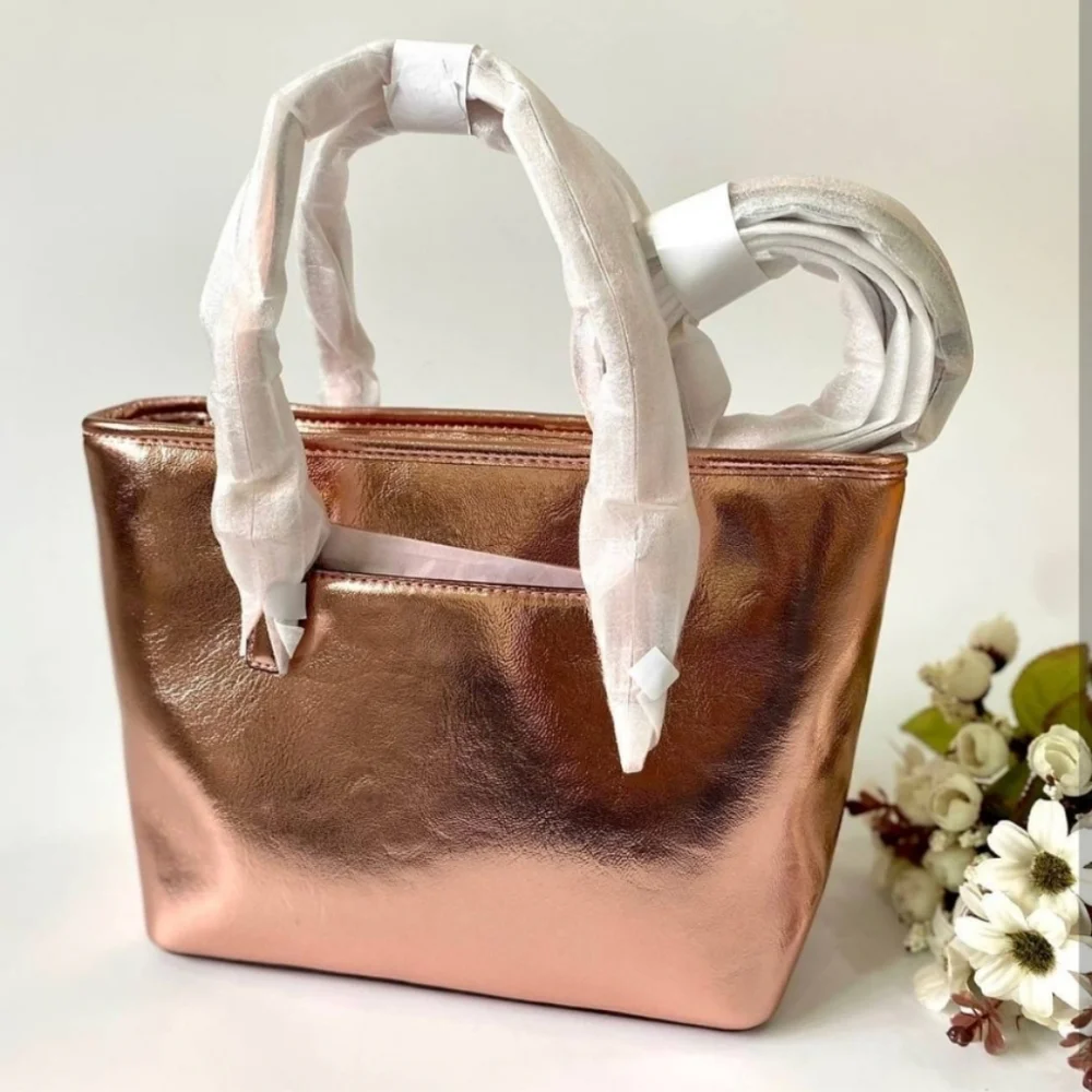 Michael Kors Jet Set Travel Metallic Zip Top Tote Bag NWOT